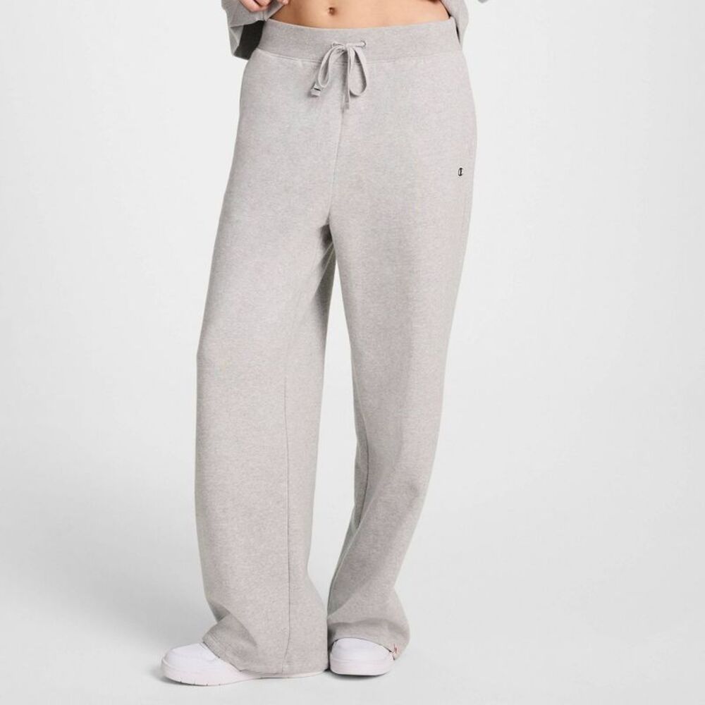 Champion Women's High-Rise Fleece Wide Leg Sweatpants - Heather Gray S